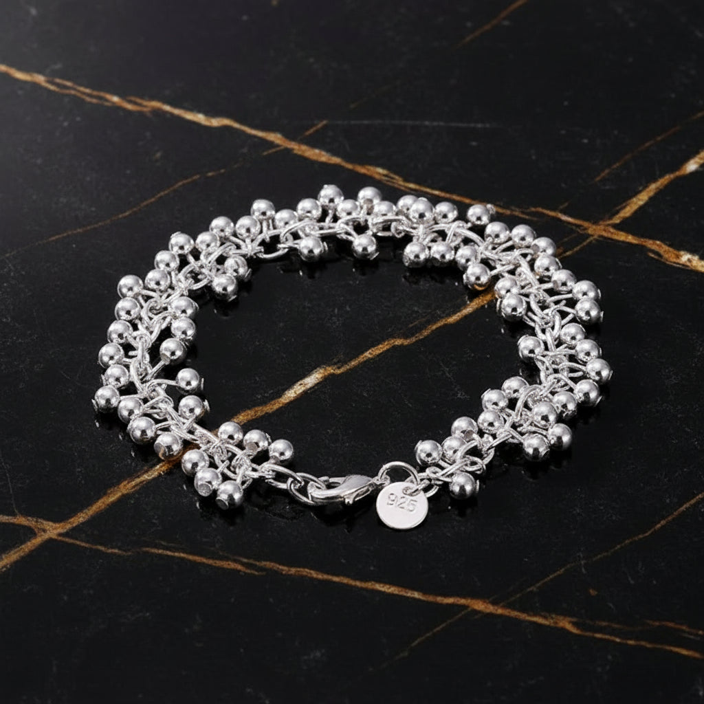 Charms Fine 925 Sterling silver bracelets bead chain fashion cute nice women grapes Bracelet wedding Jewelry party - Zenflow Active