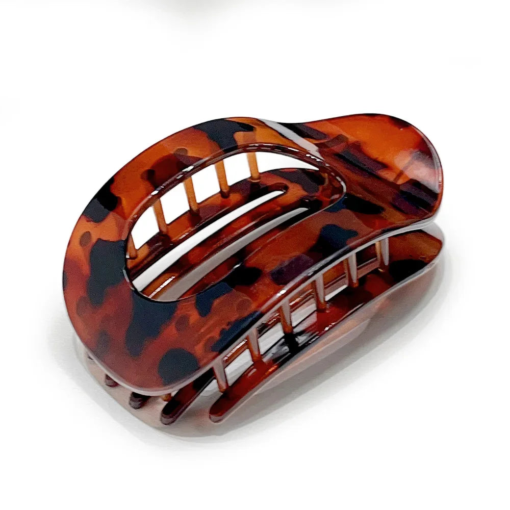 Oval Matte Hair Claw Clip | Leopard Print & Solid Acrylic Barrette — Single & Multi-Pack - Zenflow Active