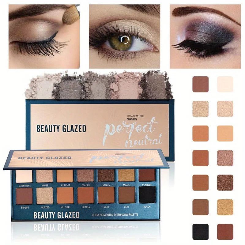BEAUTY GLAZED 14-Colour Neutral Matte Eyeshadow Palette