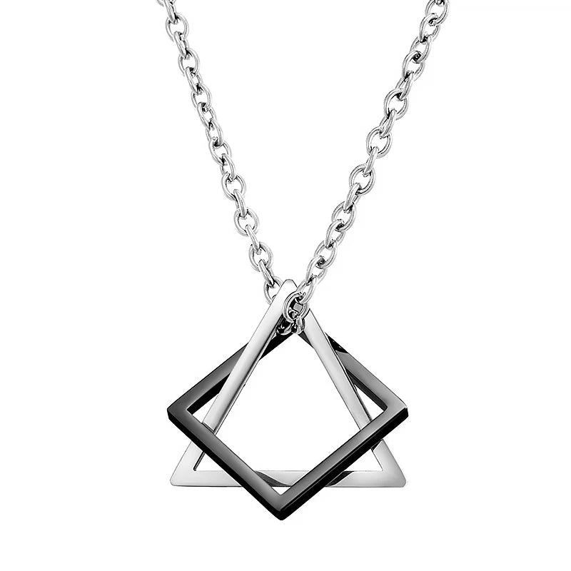 Men's Jewellery Rectangle Pendant Necklace Width 3mm Stainless Steel Handmade - Zenflow Active