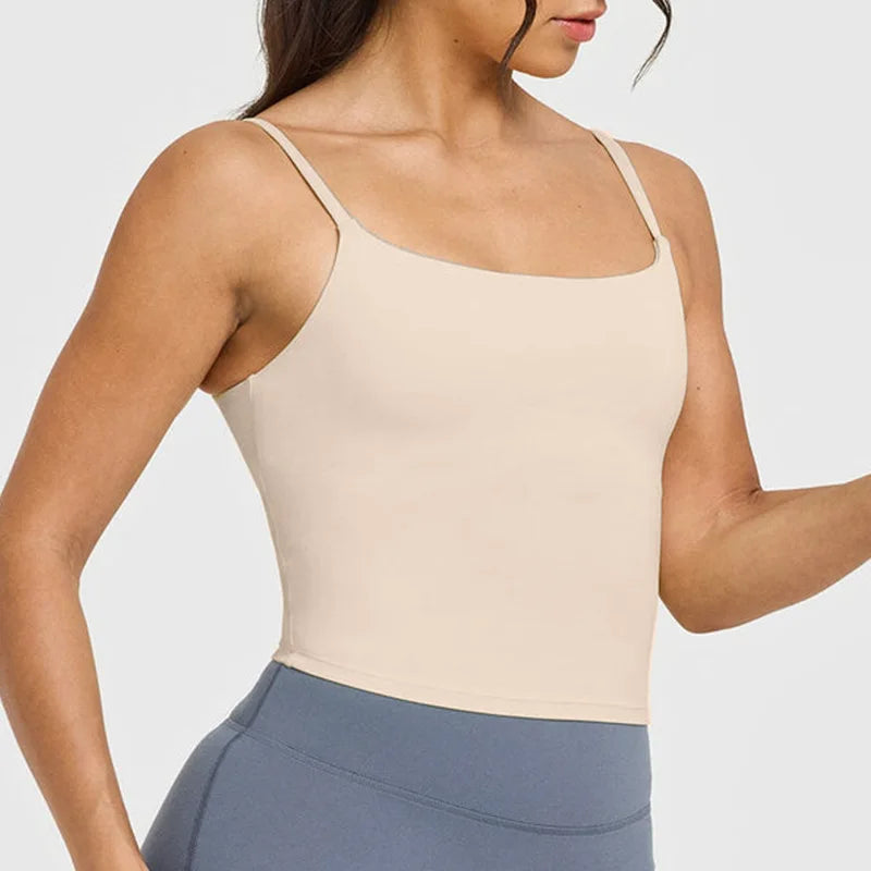 Women's Yoga Sports Vest Built-in Bra with Chest Pad, Beautiful Back Suspenders, Running Fitness Tank Top for Gym - Zenflow Active