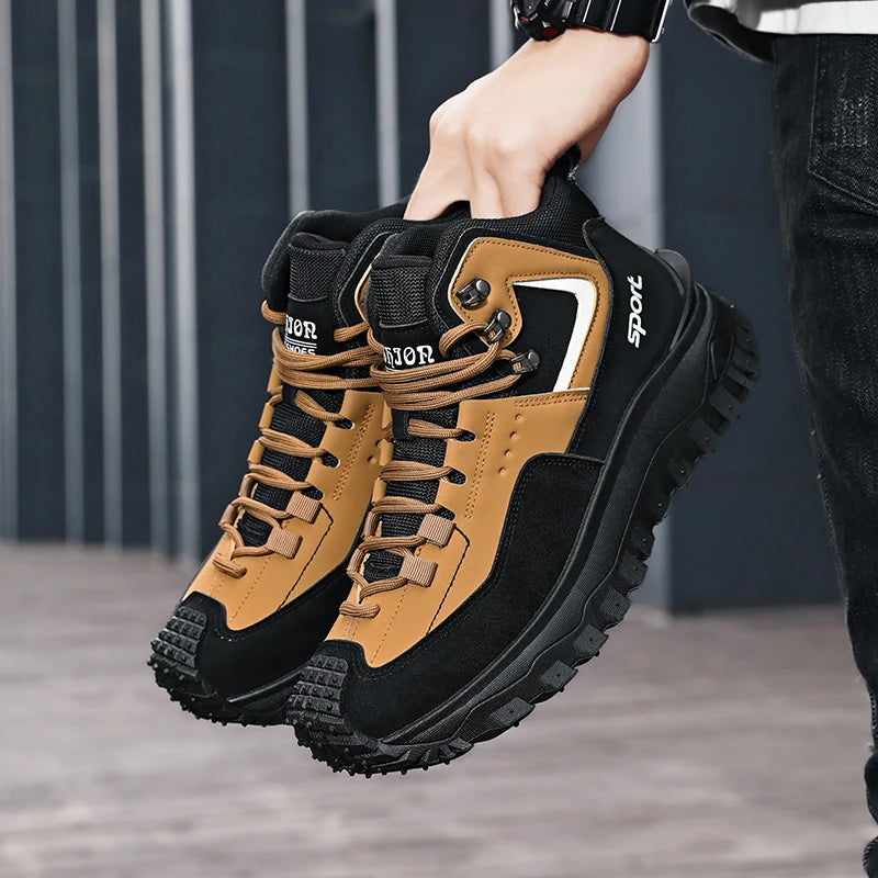 Men's Colour-Blocked Low-Top Outdoor Sports Shoes | Non-Slip Lace-Up Trainers for Hiking & Everyday Wear - Zenflow Active