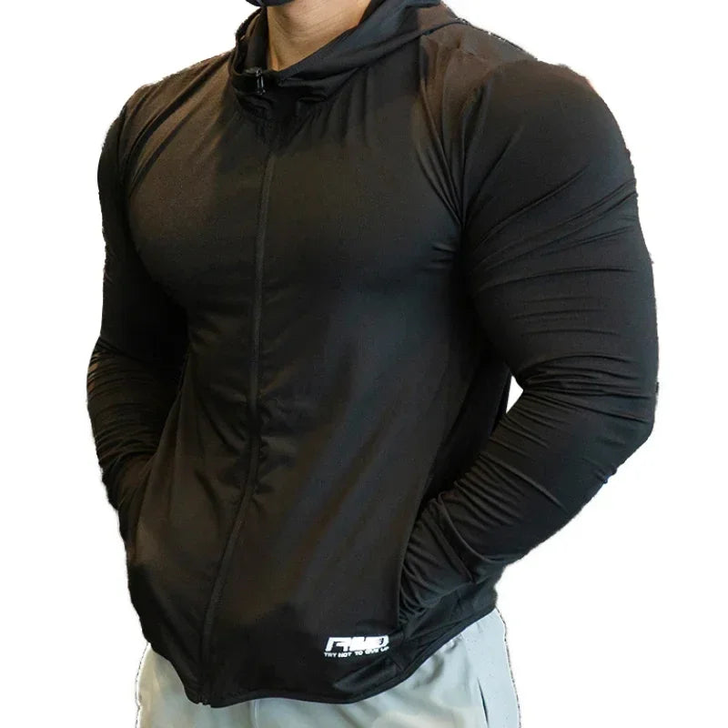 Men's Hooded Sport Tracksuit Top | Gym Running Sweatshirt - Zenflow Active