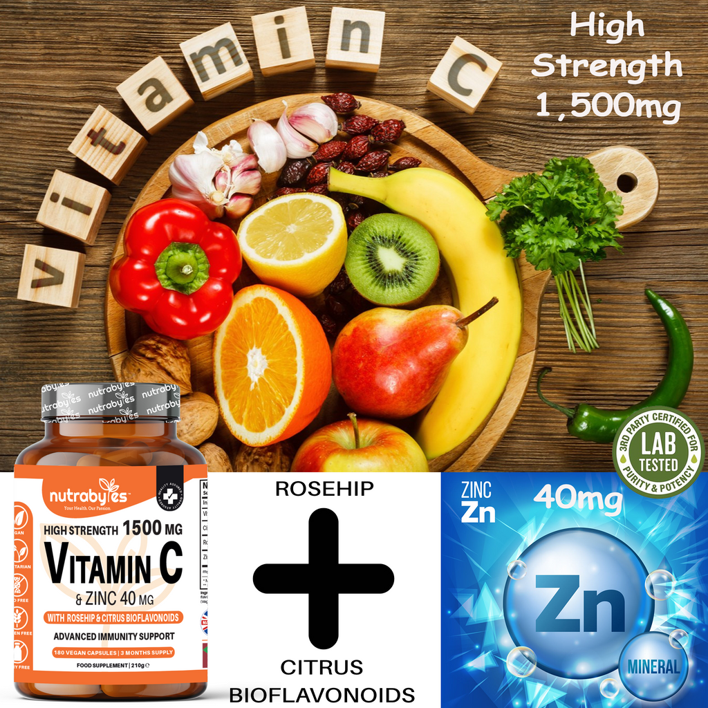 High Strength Vitamin C 1500mg and Zinc 40mg | High Strength Vegan Capsules | Advanced Immunity Support | Sugar Free | 3