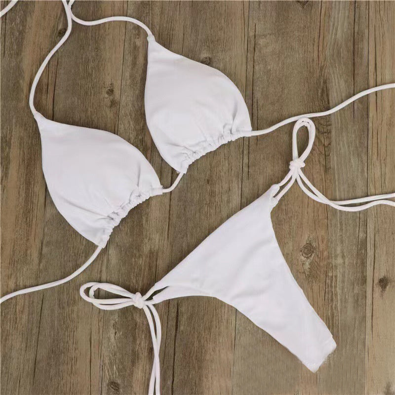Women's Halterneck Lace-Up Bikini Set with Adjustable Straps Michan Direct