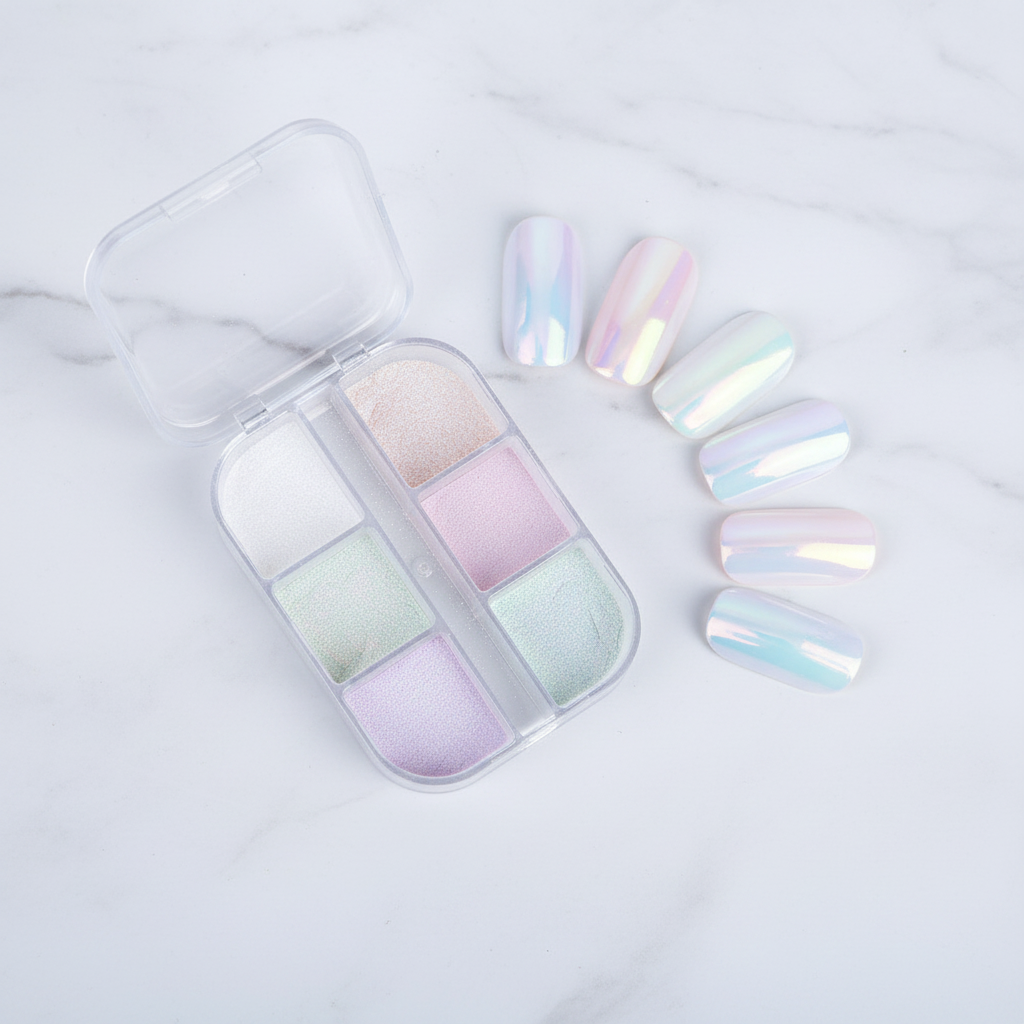 Aurora Chrome Nail Powder - AI Editorial