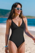 Women's V-Neck Slim-Fit One-Piece Swimsuit Michan Direct