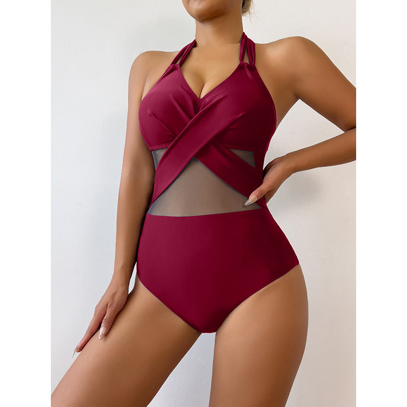 Women's Solid Colour One-Piece Swimsuit Michan Direct