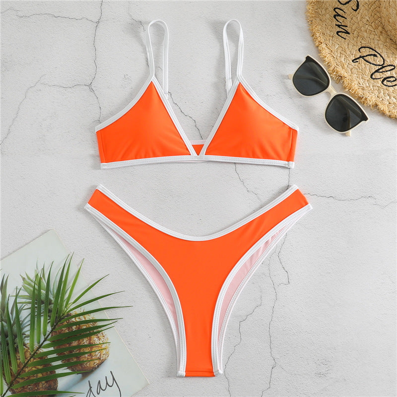 Women's Solid Colour Triangle Bikini Michan Direct