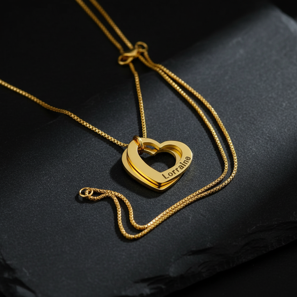 Double Heart Name Necklace