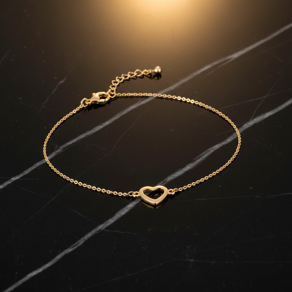 Gold Open Heart Station Bracelet