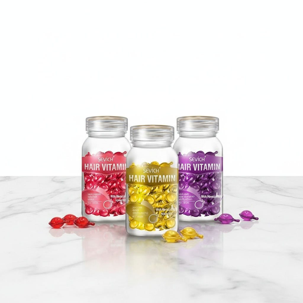 Hair Vitamin Capsules - AI Editorial with Label