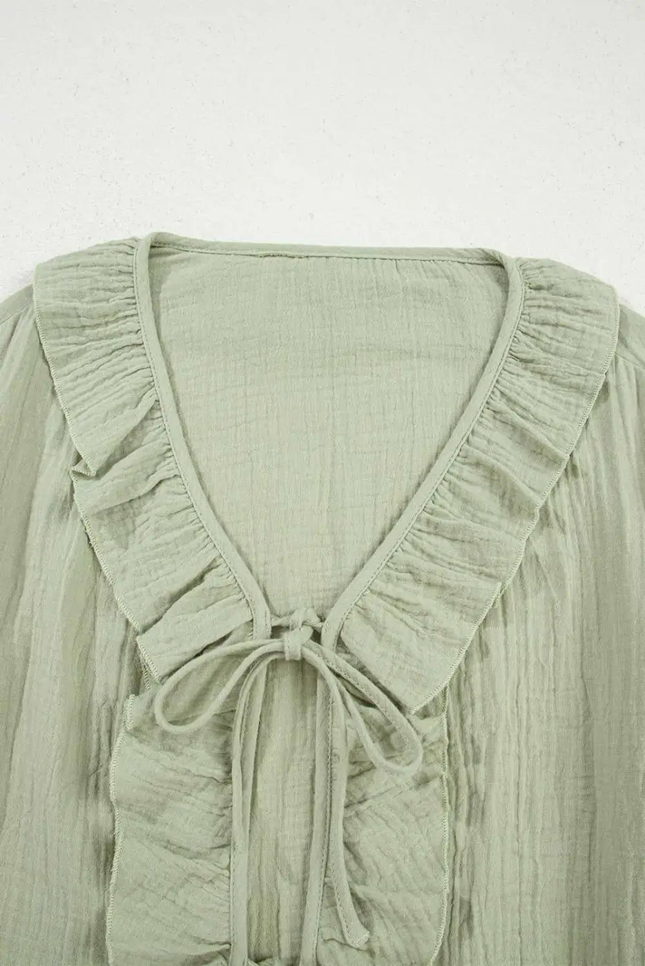 Green Cotton Bow Detail Meadow Blouse Women