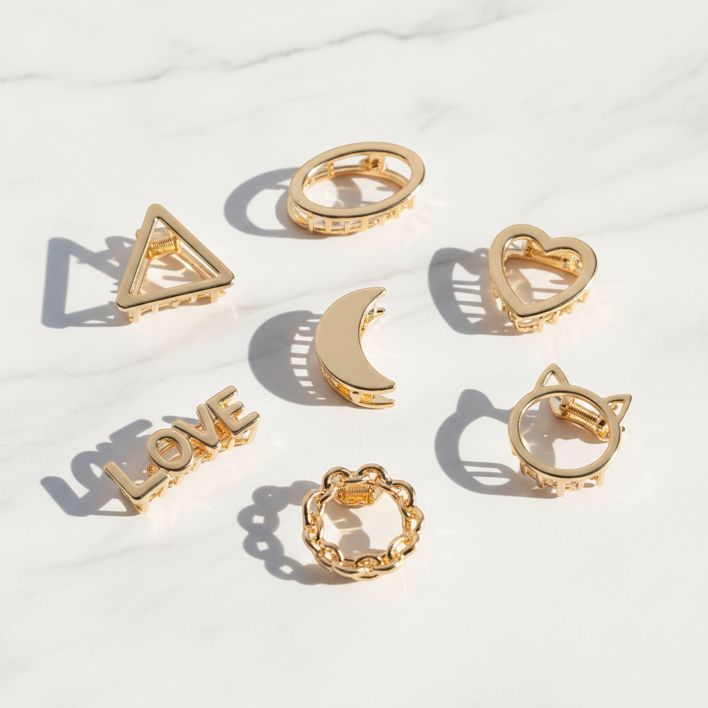 Mini Gold Geometric Clips - AI Editorial