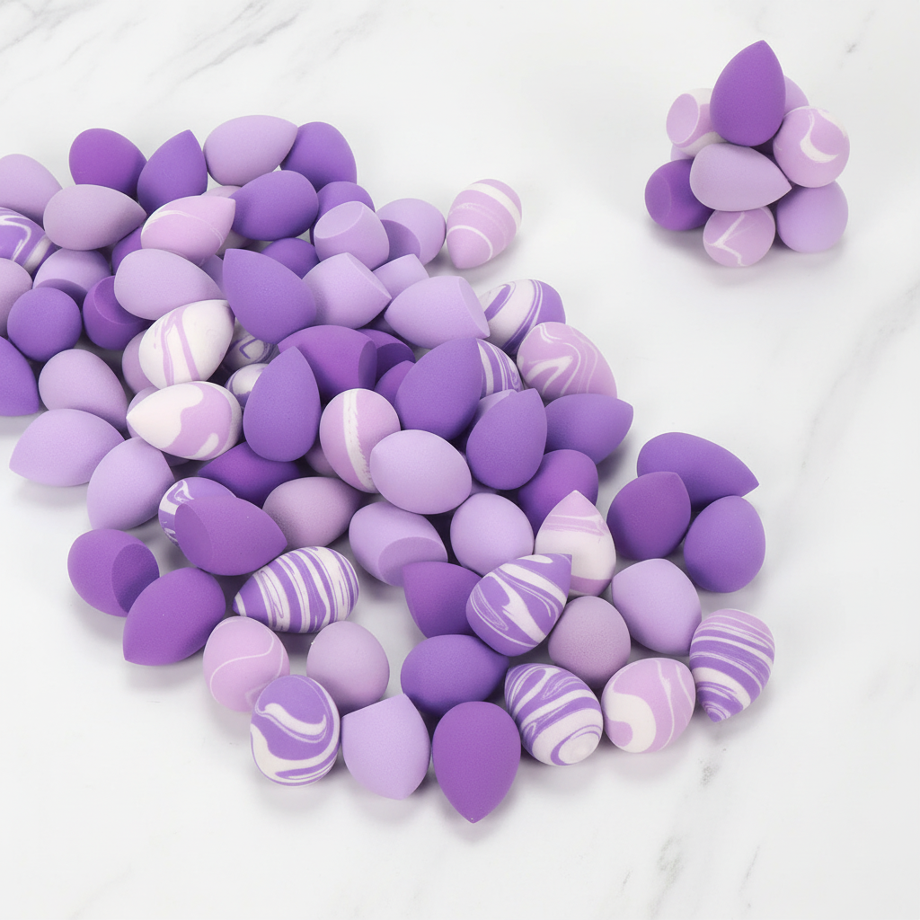 Mini Purple Makeup Sponges - AI Editorial