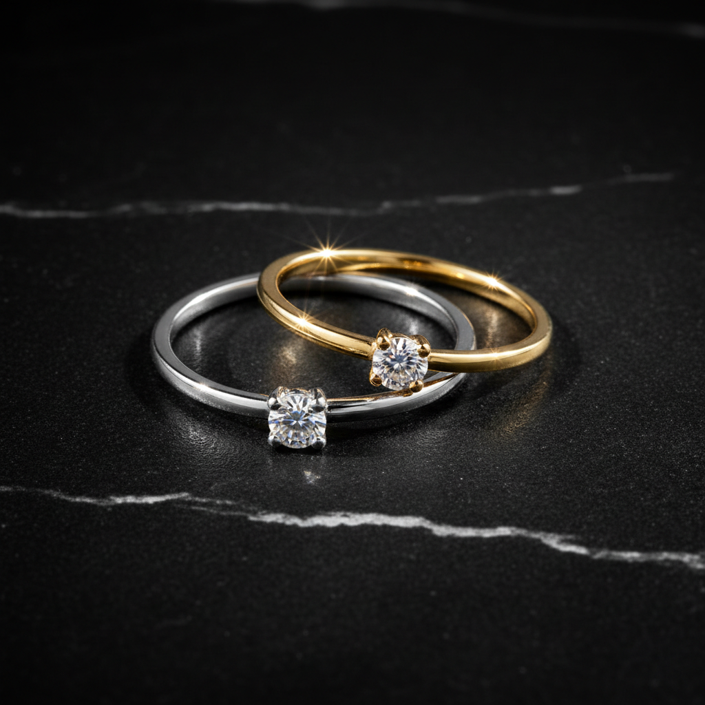 Minimalist CZ Solitaire Stacking Rings