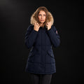 Helvetica Sarah Hooded Parka Jacket – Navy/Natural