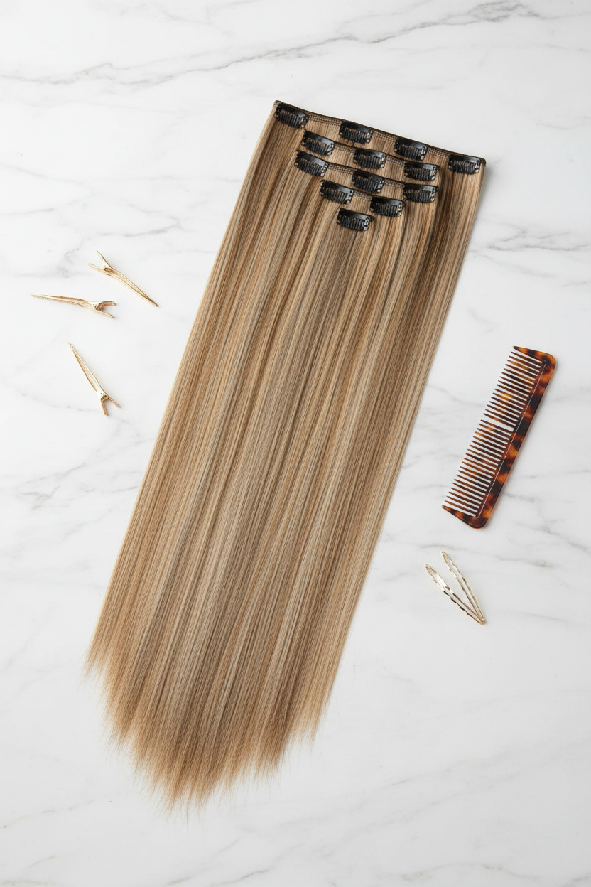 Straight Clip-In Hair Extensions - AI Editorial