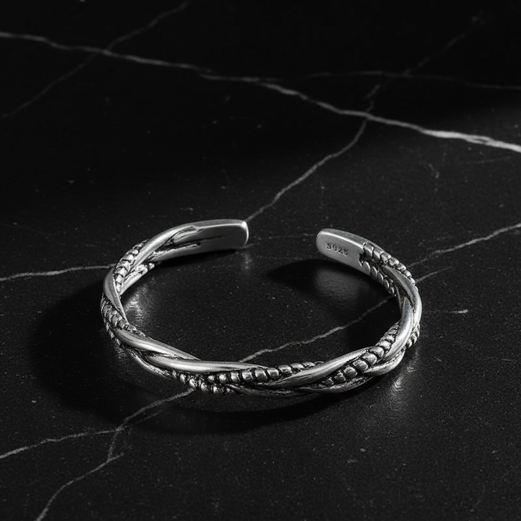 Twisted Wire Open Cuff Bangle