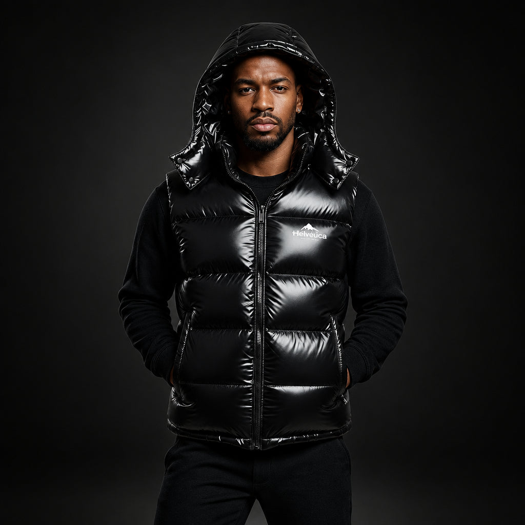 Helvetica Space Hooded Puffer Gilet