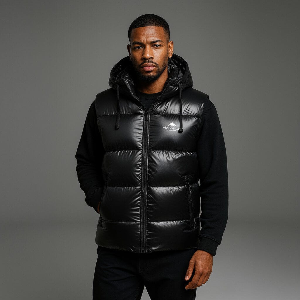 Helvetica Space Hooded Puffer Gilet