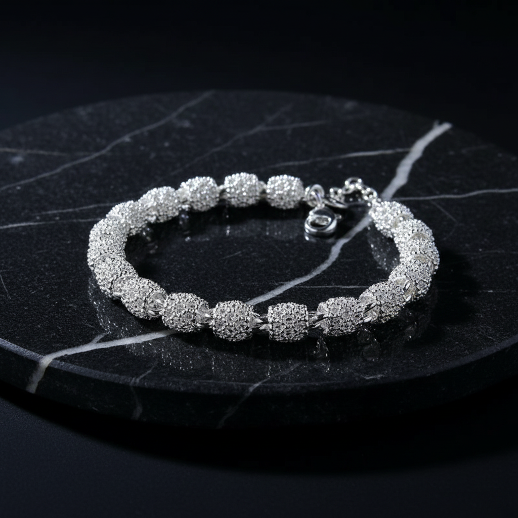 Wide Mesh Flower-Link Bracelet